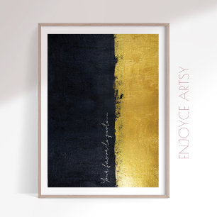 Moderne gouden & zwarte abstracte schilderkunst poster
