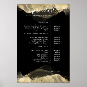 Moderne Gouden Zwarte Aquarel Prijzenlijst Poster
