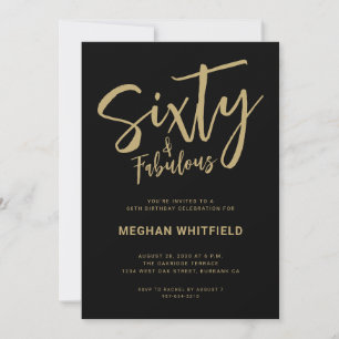 Moderne Gouden Zwarte Sixty Script 60ste Verjaarda Kaart