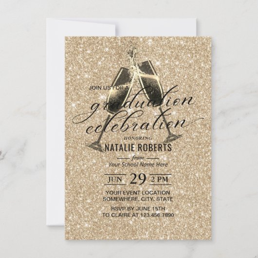 Moderne goudglitter-kaas naar Afstuderen Kaart (Voorkant)