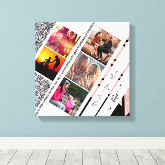 Moderne goudglitter van roos voor je moeder canvas afdruk (Insitu (Houten vloer))