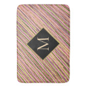 Moderne goudglittermonogram stripes badmat (Voorkant Verticaal)