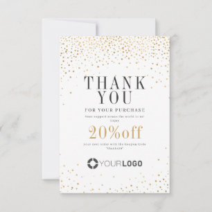 Moderne goudglitteronderneming logo kleine bedrijv bedankkaart