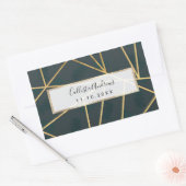 Moderne goudgroene borstellijn rechthoekige sticker (Envelop)