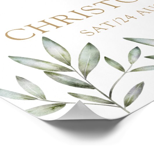 Moderne goudkalligrafie en groen olievraaghuwelijk poster (Hoek)