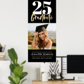 Moderne goudkalligrafie Foto Black Afstuderen Pos Poster (Thuiskantoor)