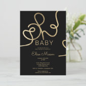 Moderne goudkalligrafie Oh baby shower Kaart (Staand voorkant)