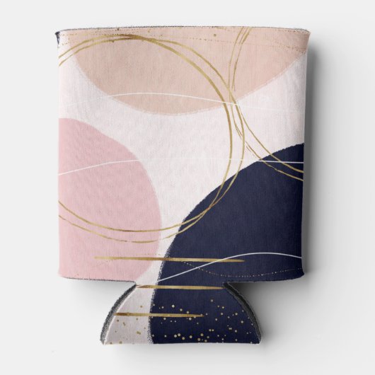 Moderne goudlijnen en cirkels Minimale roze vormge Blikjeskoeler (Voorkant)
