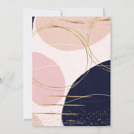 Moderne goudlijnen en cirkels Minimale roze vormge Kaart (Achterkant)