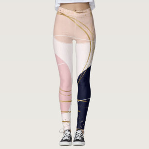 Moderne goudlijnen en cirkels Minimale roze vormge Leggings