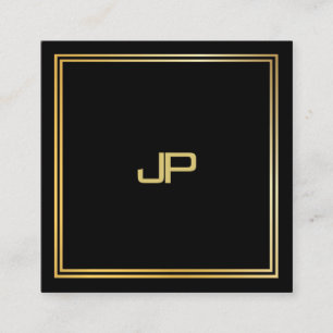 Moderne goudmonogram Luxurieuze legante Sjabloon Vierkante Visitekaartje