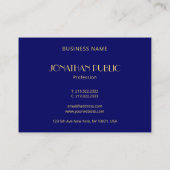 Moderne goudmonogram Sjabloon Navy Blue Visitekaartje (Achterkant)