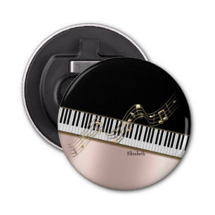 Moderne goudMuzieknoten, Piano Keys Roos Gold Button Flesopener