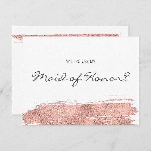 Moderne goudpenseelpenseelstreek van Roos is mijn Uitnodiging Briefkaart (Voorkant / Achterkant)