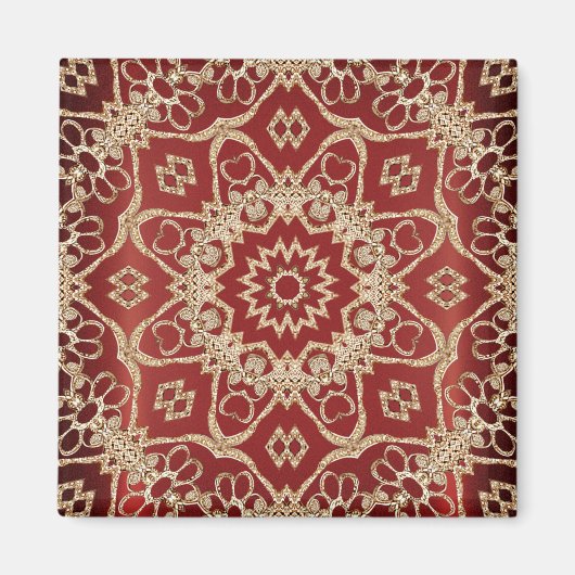 Moderne goudrode bloemenmagneet magneet (Voorkant)