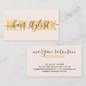 Moderne goudroze haarstylist script visitekaartje (Voorkant / Achterkant)