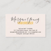 Moderne goudroze haarstylist script visitekaartje (Achterkant)