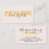 Moderne goudroze haarstylist script visitekaartje (Voorkant / Achterkant)