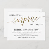 Moderne goudstijl script verrassende feestdag uitnodiging briefkaart (Voorkant / Achterkant)