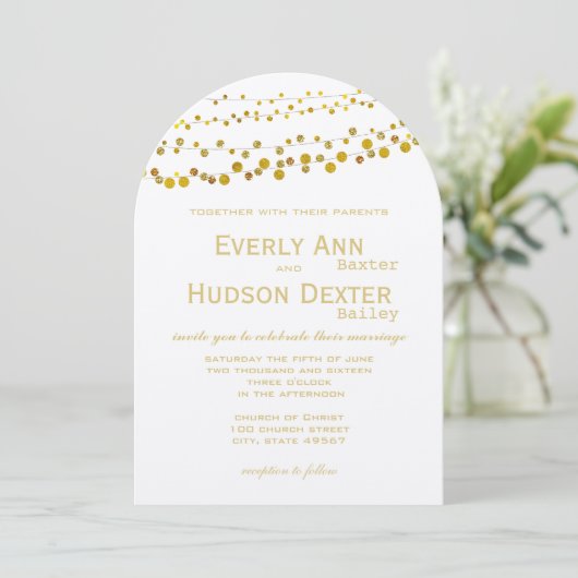 Moderne goudstonen Garland Wedding Kaart (Staand voorkant)