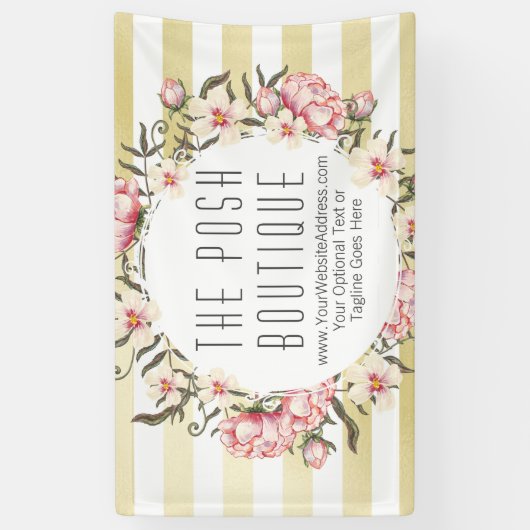 Moderne goudstrepen en roze Rozen, met een grote b Spandoek (Verticaal)