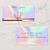 Moderne goudstripes Magnolia Holographic Visitekaartje (Voorkant / Achterkant)