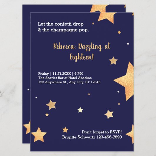 Moderne goudverjaardag kaart (Voorkant / Achterkant)