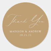 Moderne goudweddenschap bedankt ronde sticker (Voorkant)