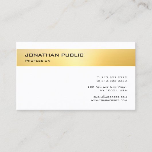 Moderne goudwitte legante minimale Sjabloon Visitekaartje (Voorkant)