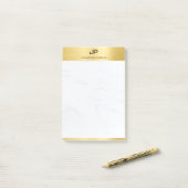 Moderne goudwitte marmer Elegant Sjabloon Post-it® Notes (Op bureau)