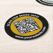 Moderne goudzwarte QR-code - Aangepaste wittekst Ronde Kartonnen Onderzetter (Gebogen)
