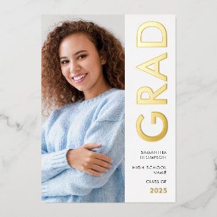 Moderne Grad 2025 Photo Gold Real Foil Faire-part