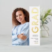 Moderne Grad 2025 Photo Gold Real Foil Faire-part (Debout devant)