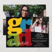 Moderne Grad 2 Foto Afstudeerfeest Uitnodiging (Voorkant / Achterkant)