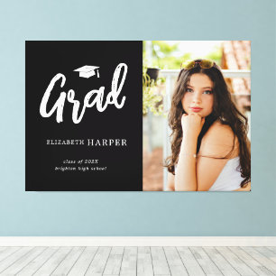 Moderne Grad Borstel Schrift Foto Afstuderen Canvas Afdruk