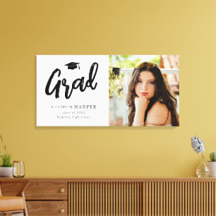 Moderne Grad Brush Schrift Foto Afstuderen Canvas Afdruk