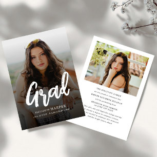 Moderne Grad Brush Script Foto Afstuderen Aankondiging