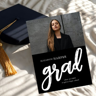 Moderne Grad Brush Script Foto Afstuderen Aankondiging