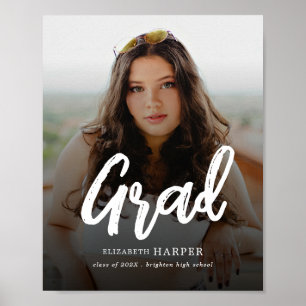 Moderne Grad Brush Script Foto Afstuderen Poster