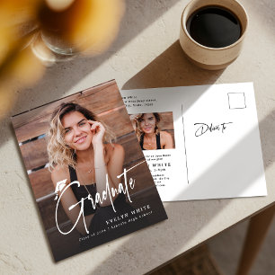 Moderne Grad Cap Script Eenvoudige Foto Afstuderen Briefkaart