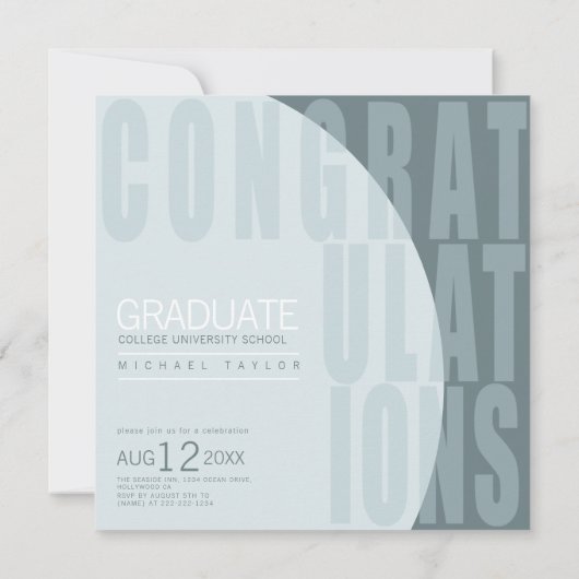 Moderne Grad Closeup Photo Blue ID897 Invitation (Dos)