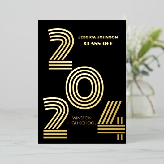 MODERNE GRAD PARTY FOIL INVITATION (Debout devant)
