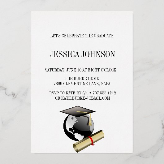 MODERNE GRAD PARTY FOIL INVITATION (Verso)