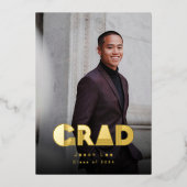 Moderne Grad Photo Gold Foil Faire-part (Recto)