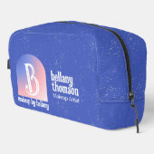 Moderne Gradiënt Blauw Roze Monogram Make-up Artie Toilettasje (Rechterhoek)