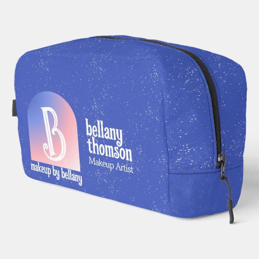 Moderne Gradiënt Blauw Roze Monogram Make-up Artie Toilettasje (Rechterhoek)