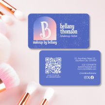 Moderne Gradiënt Blauw Roze Monogram Make-up Artie