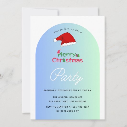 Moderne Gradient Christmas Party Uitnodiging (Voorkant)