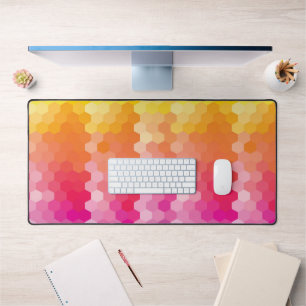 Moderne Gradient Hexagon Desk Mat Roze en Geel