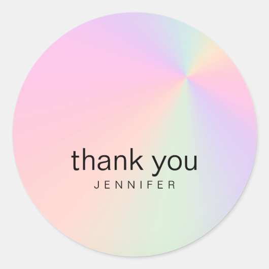 Moderne gradiënt kleurrijke holografische dank u ronde sticker (Voorkant)